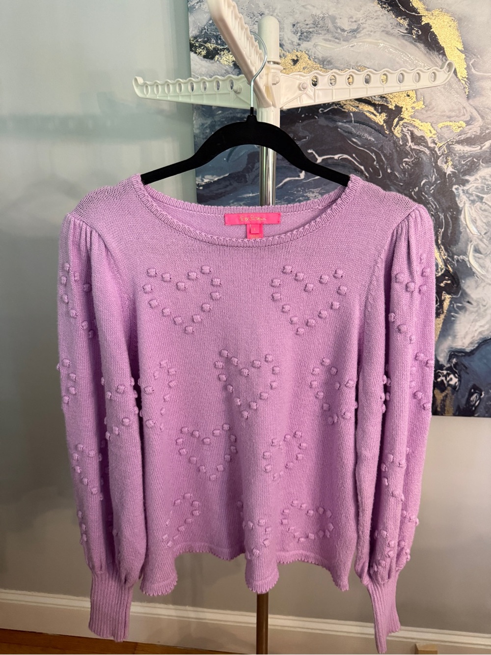 Lilly Pulitzer Lilac Knit Sweater with Pom-Pom Texture